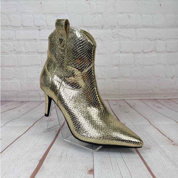 Guess Metallic Gold Ankle Boots Booties Women’s Size 5 1/2 M - Picture 1 of 10